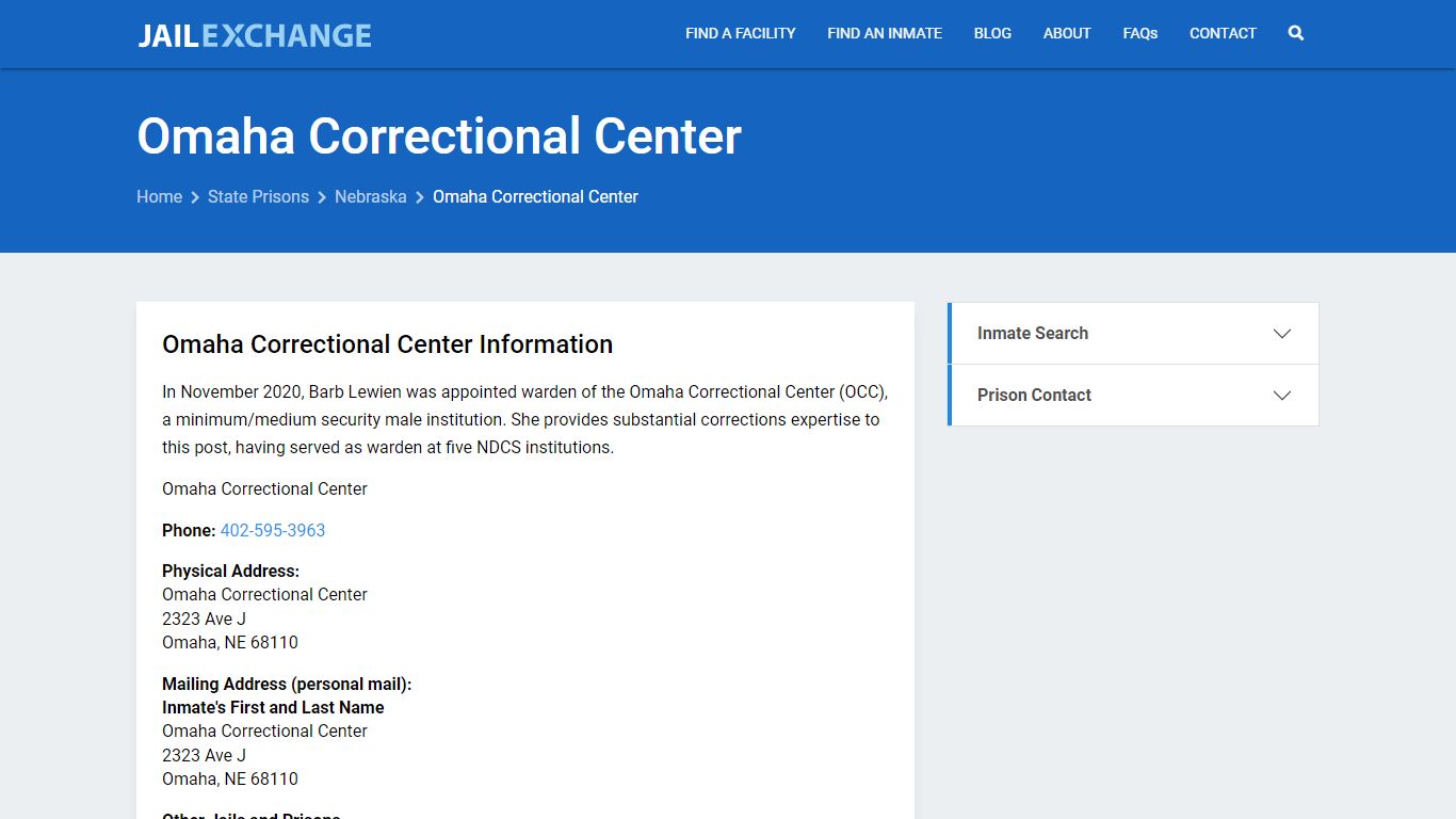 Omaha Correctional Center Inmate Search, NE - Jail Exchange
